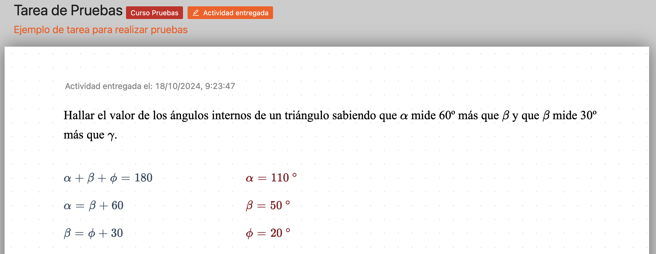 Ejemplo de actividad entregada